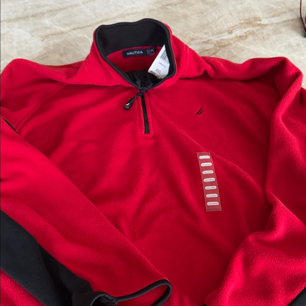 Nautica Red and Black Fleece Pullover
